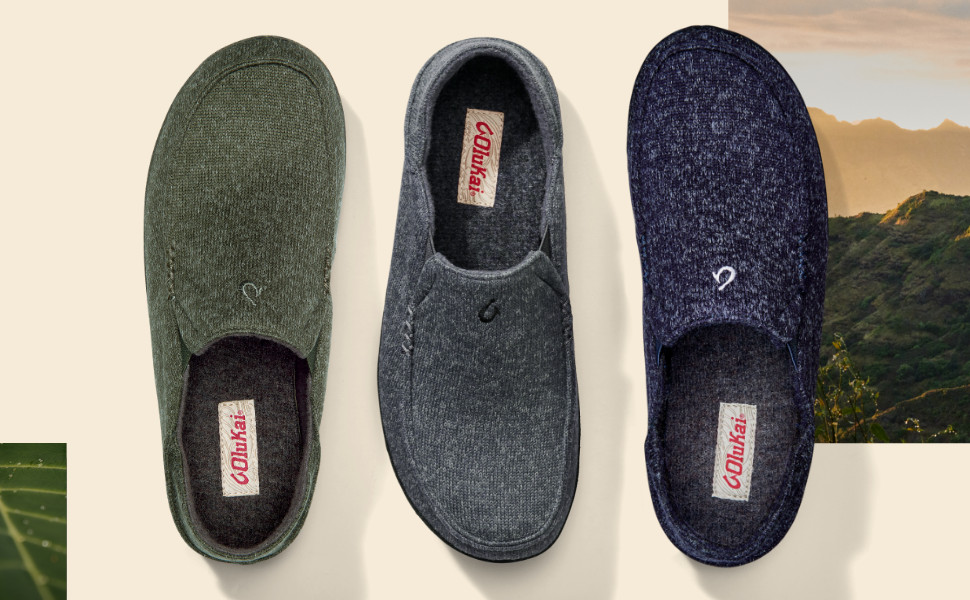 OLUKAI Moloa Hulu Men's Wool-Blend Slippers, Soft & Heathered Knit Slip On Shoes, Suede Leather F... | Amazon (US)