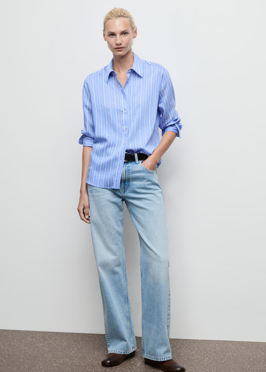 Striped straight shirt blue - Woman - 14 - MANGO | MANGO (UK)
