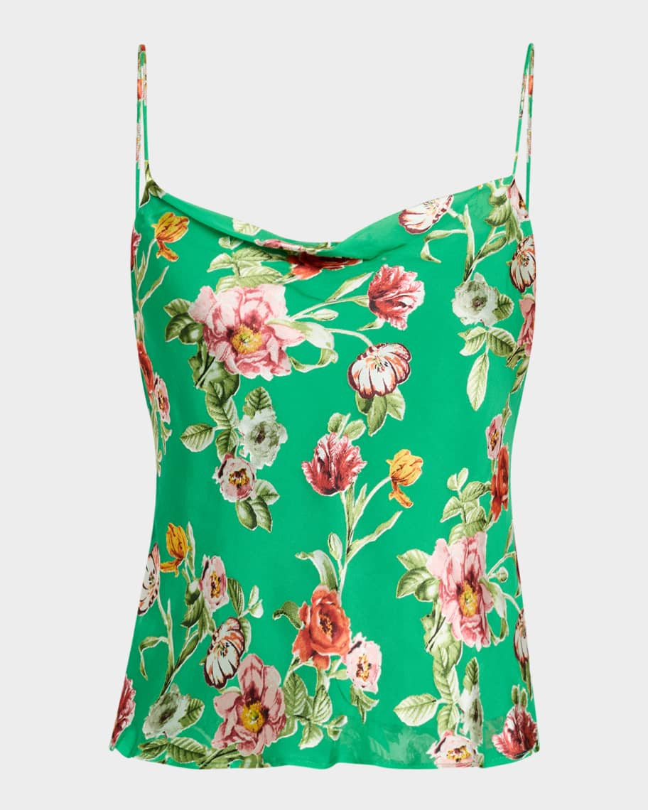 Harmon Floral Draped Slip Tank Top | Neiman Marcus
