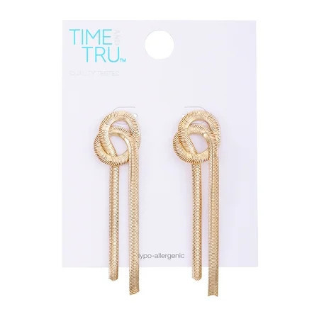 Time and Tru Women's Modern Gold Tone Knotted Statement Snake Chain Post Earring | Walmart (US)