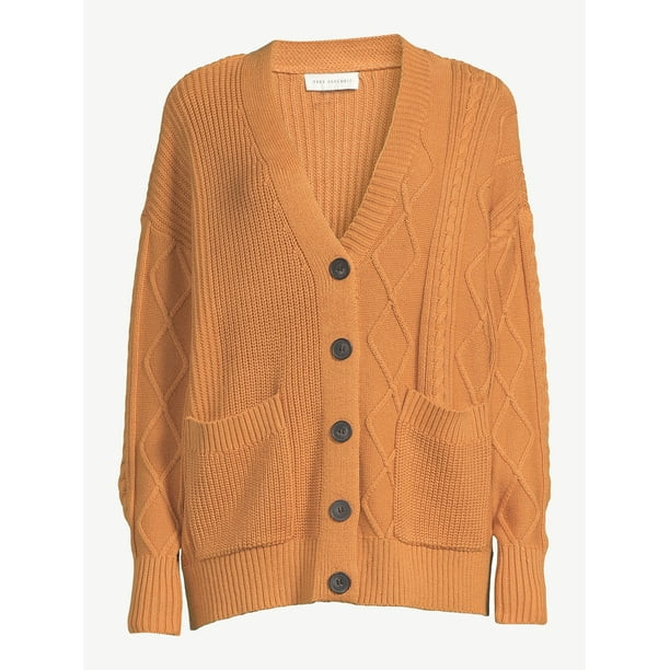 Free Assembly Women's Mix Stitch V-Neck Cardigan Sweater - Walmart.com | Walmart (US)