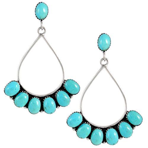Turquoise Earrings Sterling Silver 925 & Genuine Turquoise (Turquoise) | Amazon (US)