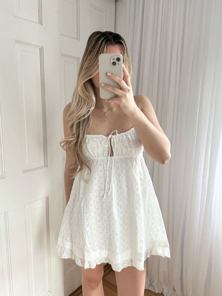 My favorite white mini dress this year so far 🤍🫶🏻 country concert outfit, summer outfit, vacation outfit, eyelet mini dress

#LTKtravel #LTKstyletip #LTKfindsunder50