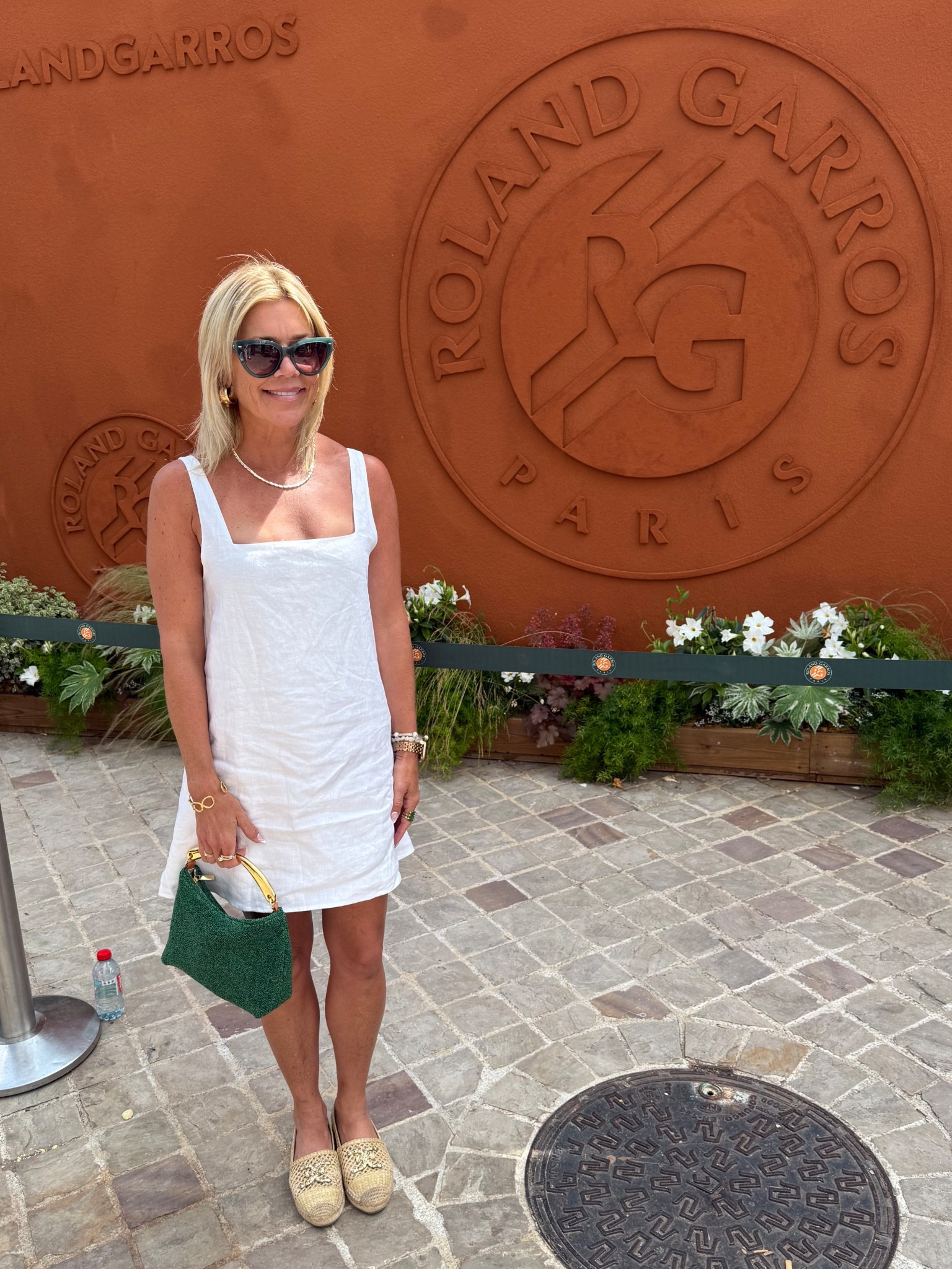 French Open outfit to attend at Roland-Garros. White linen dress, statement handbag in green (love the textured grass fabric) and green sunglasses with embellished espadrilles.

Dress: wearing size 2 and it runs big (sections 1-2 seizes)
Espadrilles- true to sizee

#LTKItBag #LTKShoeCrush #LTKSummerEdit