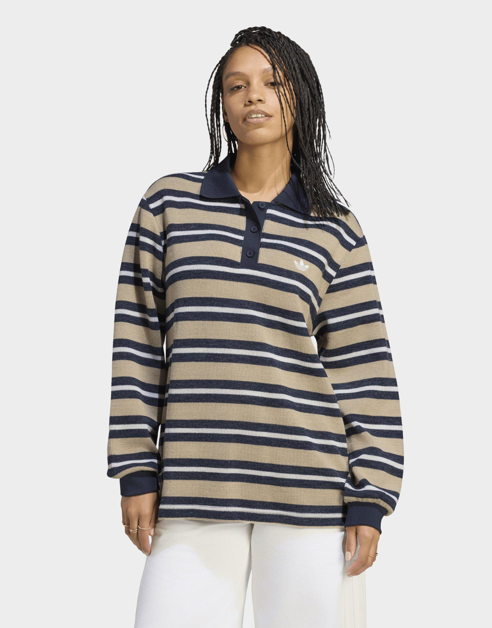adidas Stripe Knitted POLO Top | JD Sports (UK)