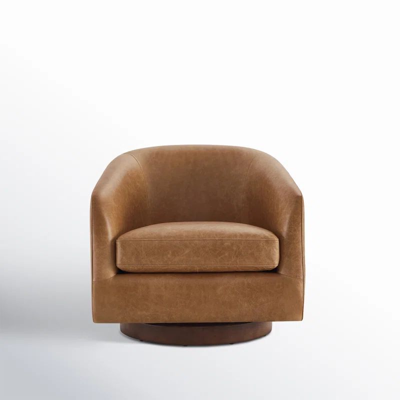 Bennett Genuine Leather Swivel Barrel Chair | Wayfair North America