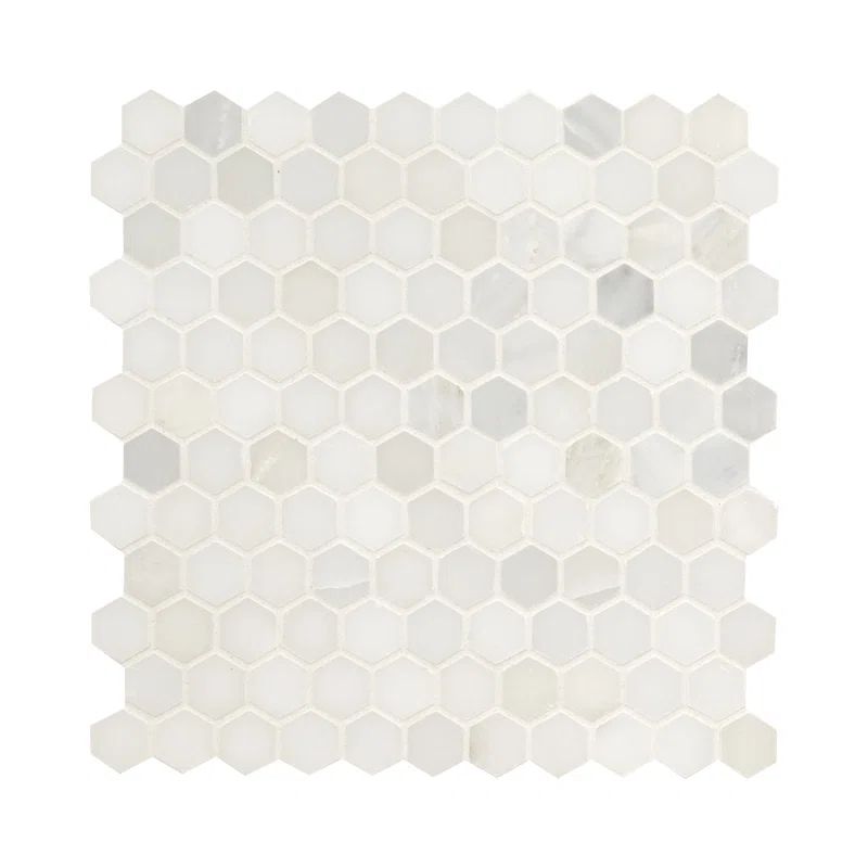 Arabescato Carrara 1" x 1" Marble Honeycomb Mosaic Wall & Floor Tile | Wayfair North America
