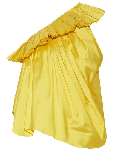 One-shoulder ruffled silk-taffeta top | NET-A-PORTER (US)