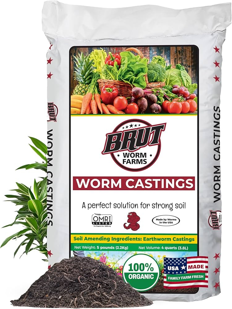 Brut Organic Worm Castings for Plants 5 LB – Natural Nutrients, Fertility Builder, Plant Food f... | Amazon (US)