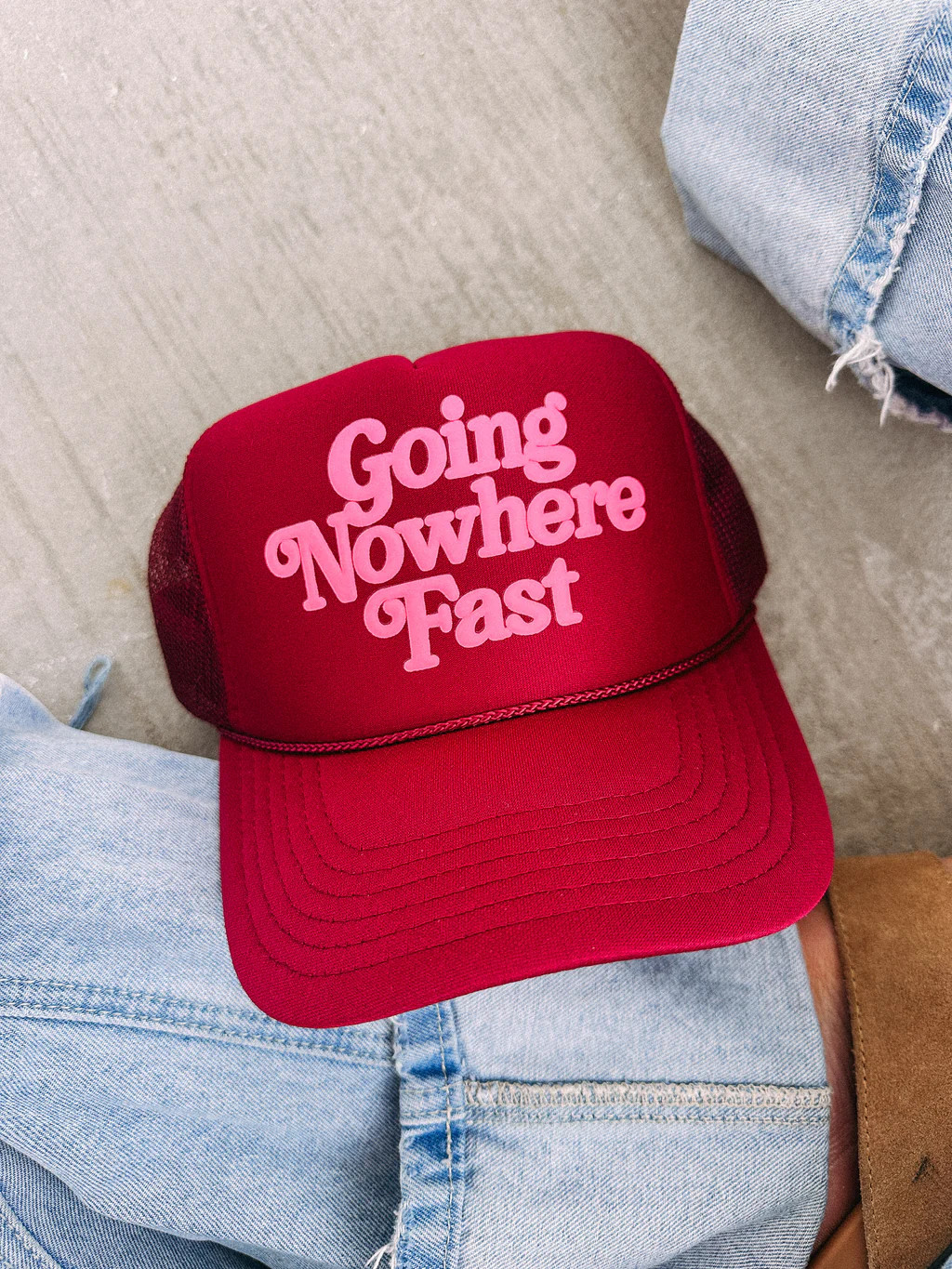 going nowhere fast trucker hat - burgundy | Etta & East