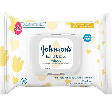 Johnson's Hand & Face Baby Sanitizing Cleansing Wipes for Travel and On-the-Go, No More Tears For... | Amazon (US)