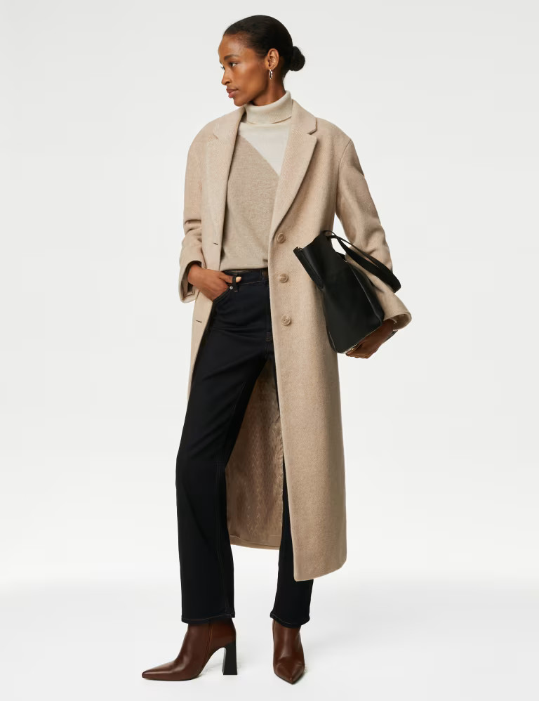 Wool Blend Herringbone Tailored Coat | Marks & Spencer (UK)
