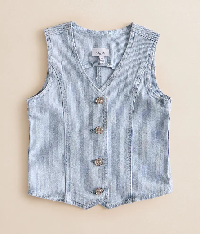 Girls - Striped Denim Stretch Vest | Buckle