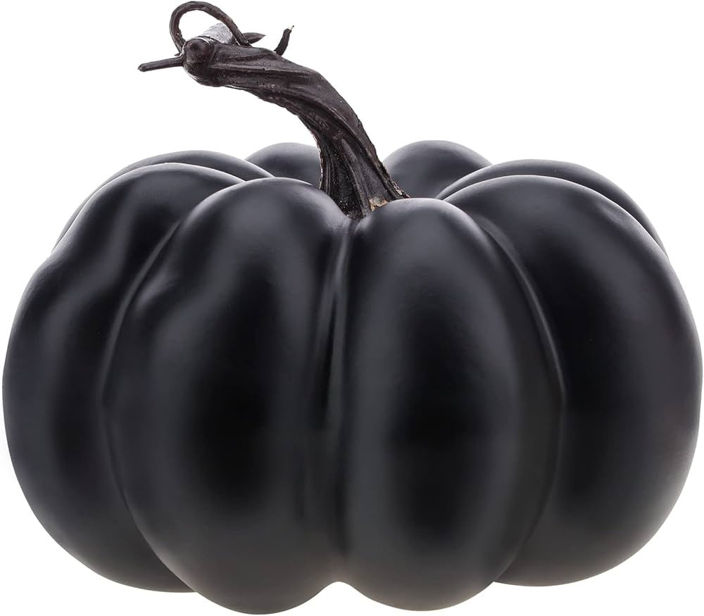 5.9 Inch Large Black Artificial Pumpkin Decoration Fall Halloween Lifelike Foam Faux Pumpkin for ... | Amazon (US)