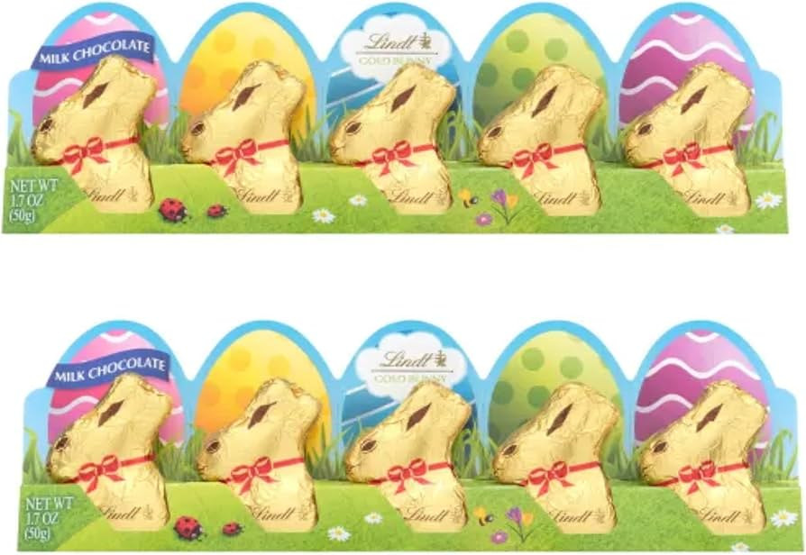 Lindt Mini Gold Bunnies - Milk Chocolate Bunnies - Pack of 2-10 Total Bunnies - Smiling Sweets - ... | Amazon (US)