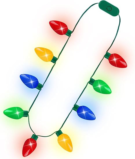 Blowata 16Pcs Light Up Christmas Necklace, 3 Glow Modes Christmas Necklaces Bulk, 9 Bulbs Xmas Li... | Amazon (US)