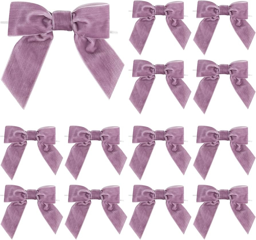 AIMUDI Lilac Velvet Bows 4.5" Purple Velvet Easter Bows Premade Bows Lavender Twist Tie Bows for ... | Amazon (US)
