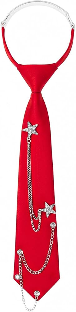 Larrel Red Tie for Women, Pre-Tied Womens Tie with Metal Chain Accessories Adjustable Reusable Ne... | Amazon (US)