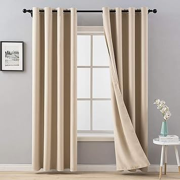 MIULEE Blackout Curtain Very Soft Solid Thermal Insulated Ring Top Decorative Darkening Curtain w... | Amazon (UK)