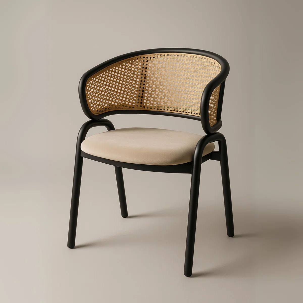 Daishun Velvet Dining Chair with Cane Rattan Back & Stainless Steel Legs – Modern Accent Chair ... | Wayfair North America