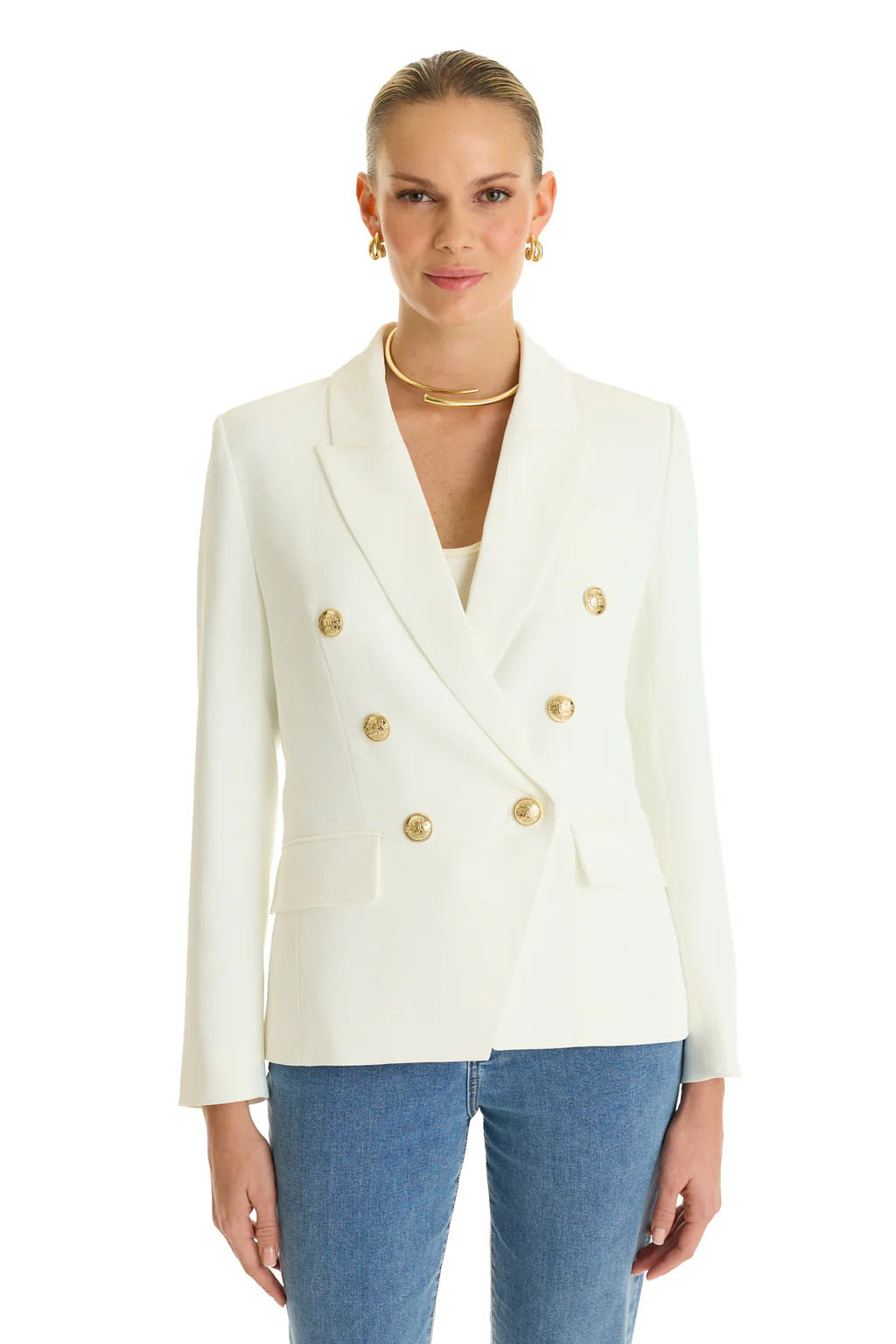 Sasha Double Breasted Blazer - White | The Noli Shop
