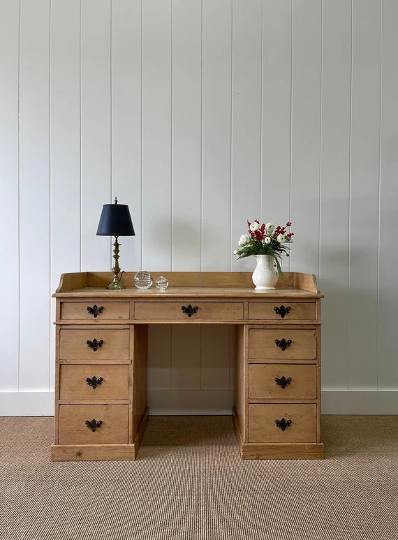 Antique English Pine Pedestal Desk C1890 | Etsy | Etsy (US)