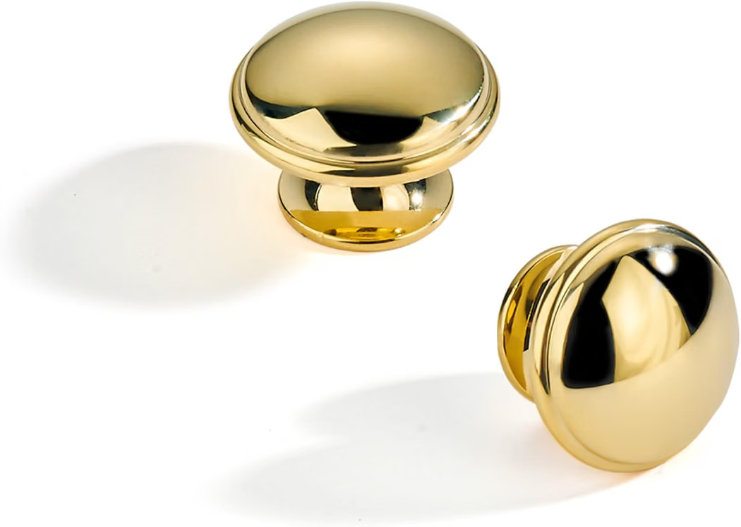 khtumeware Handmade Solid Real Brass Unlacquered Brass Round Cabinet Knobs | Amazon (US)