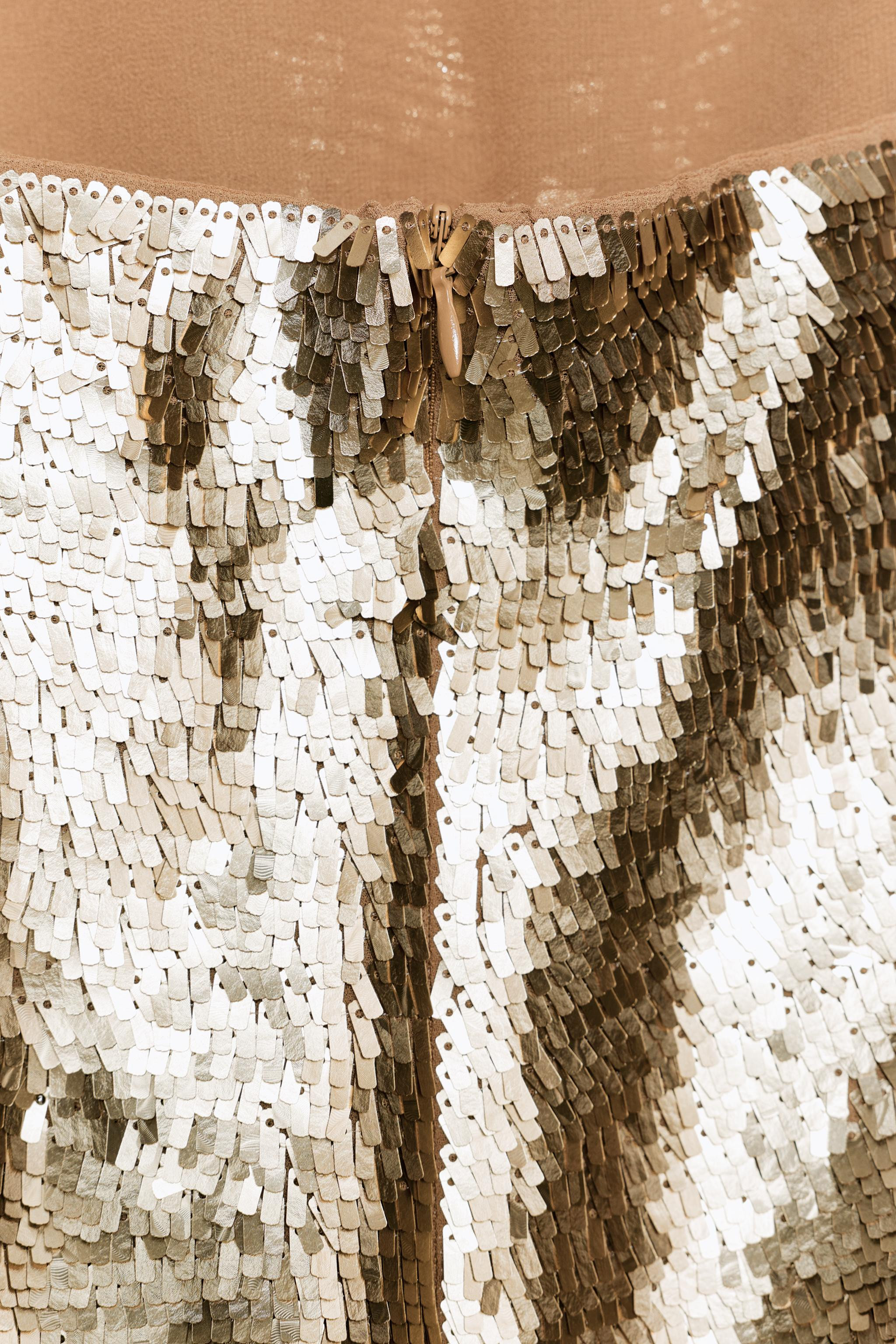 SEQUINNED DRAPED HALTER MINI DRESS | Zara UK