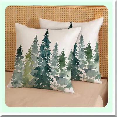 Nature's Serenity Sage Green Tree Pillow Covers - Set of 2 Watercolor Forest Decor Throw Pillows. Indoor Outdoor Decorative Cushion Cases for Couch, S | Wayfair North America