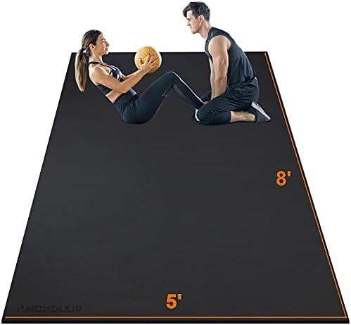 Large Exercise Mat 8'x5'x7mm Workout Mat for Home Gym Mats Exercise Gym Flooring Rubber Fitness Mat  | Amazon (US)