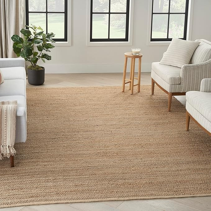 Nourison Home Natural Jute Natural 8' x 10' Area Rug - Easy Clean, Non Shedding, Bed Room, Living... | Amazon (US)