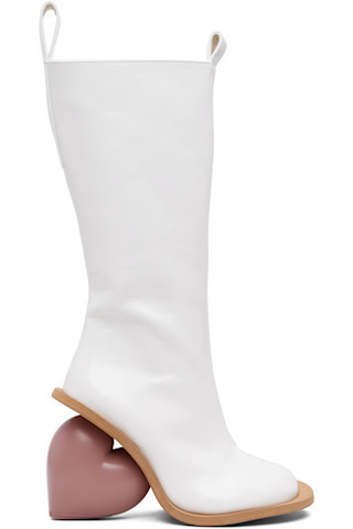 White & Pink Love Tall Boots | SSENSE