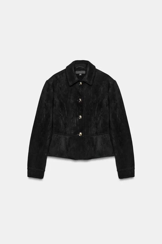 FAUX SUEDE JACKET WITH SHOULDER PADS | Zara DE