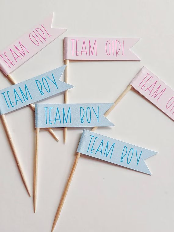 Team Boy Team Girl Cupcake Toppers for Baby Shower Gender | Etsy | Etsy (US)