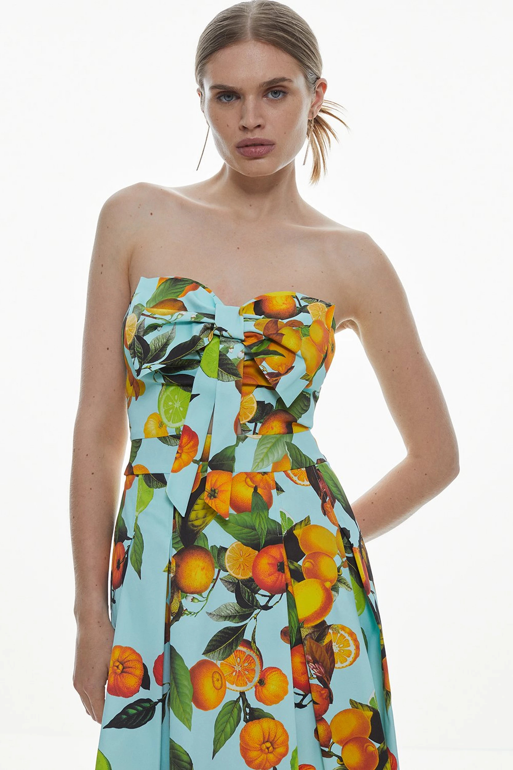 Italian Signature Stretch Citrus Bow Mini Dress | Karen Millen US