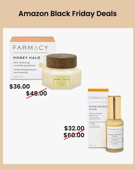 Amazon Black Friday Skincare Deals- Farmacy Honey Halo Ceramide Moisturizer and Honey Glow Moon (AHA Night Serum & Hyaluronic Acid). Highly rated skin care and perfect for stocking stuffers and cold weather days

#LTKbeauty #LTKHoliday #LTKsalealert