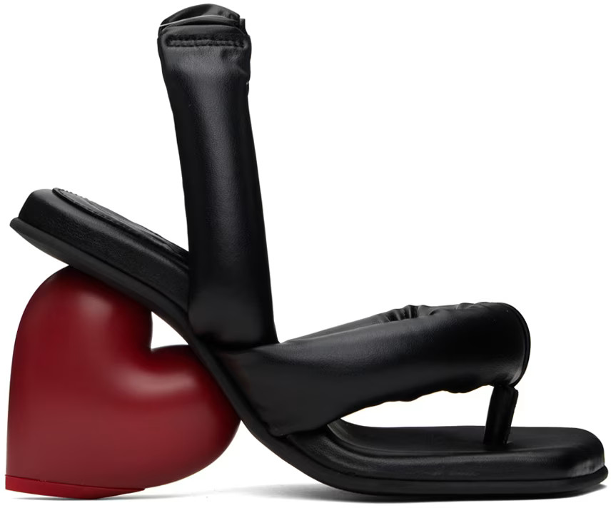 Black & Red Love Heeled Sandals | SSENSE