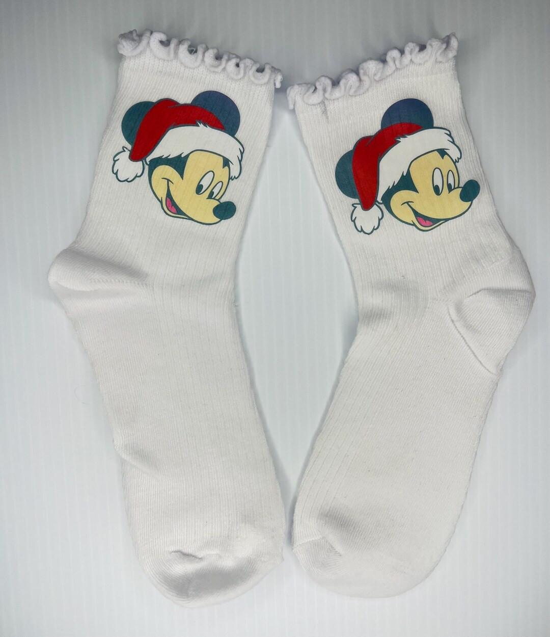 Mouse Santa Christmas Ruffle Socks - Etsy | Etsy (US)