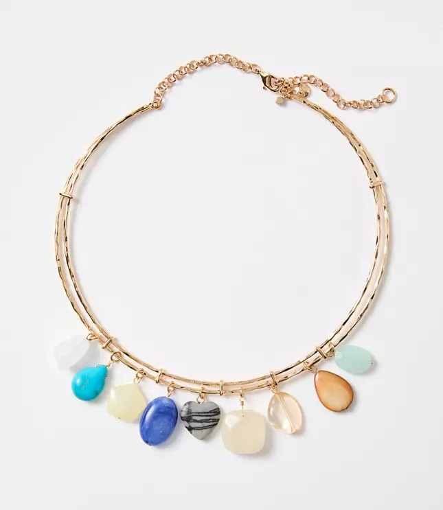 Heart Mixed Drop Collar Necklace | LOFT