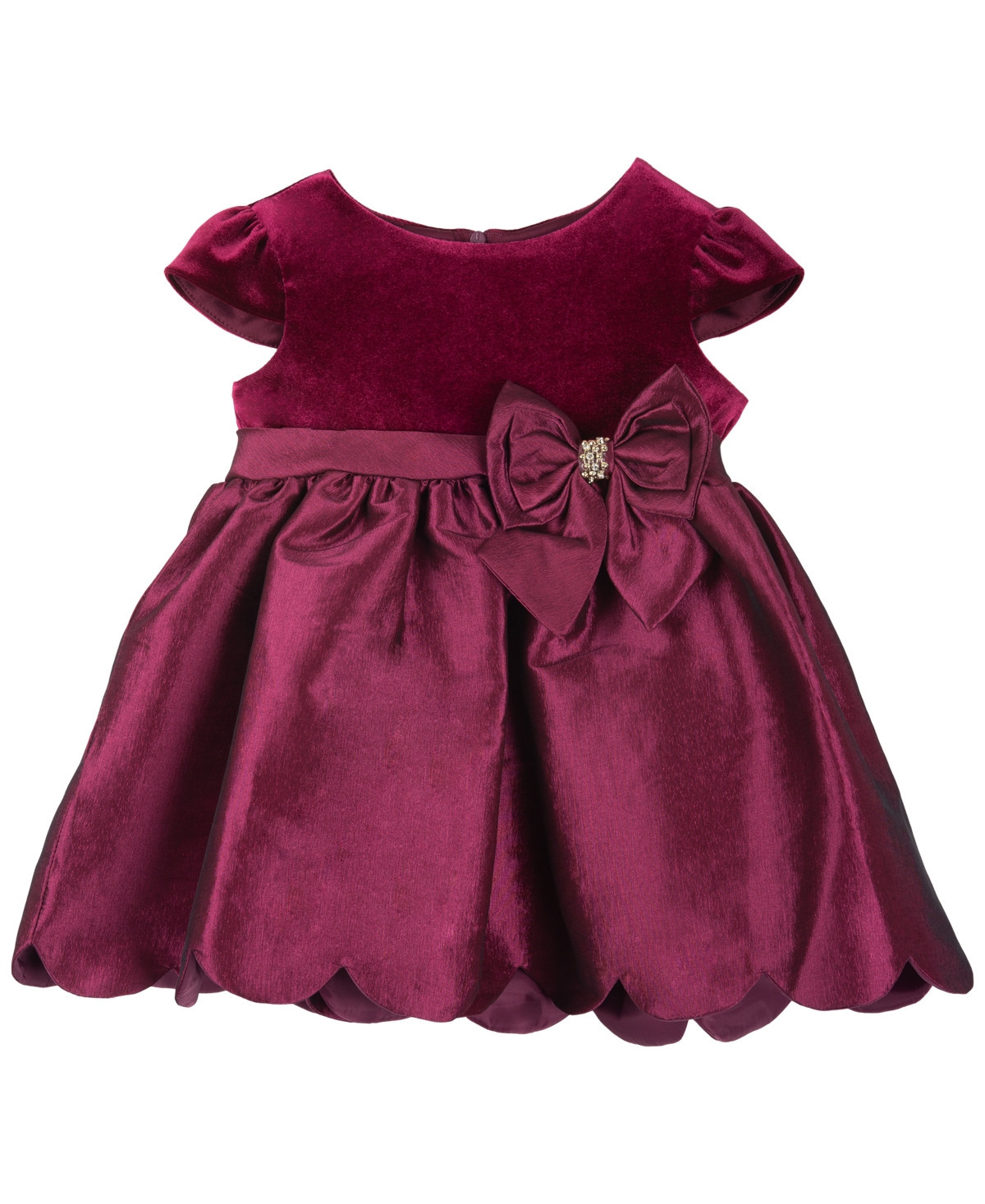 Rare Editions Baby Girls Cap Sleeves Velvet and Taffeta Social Dress - Burgundy | Macy's