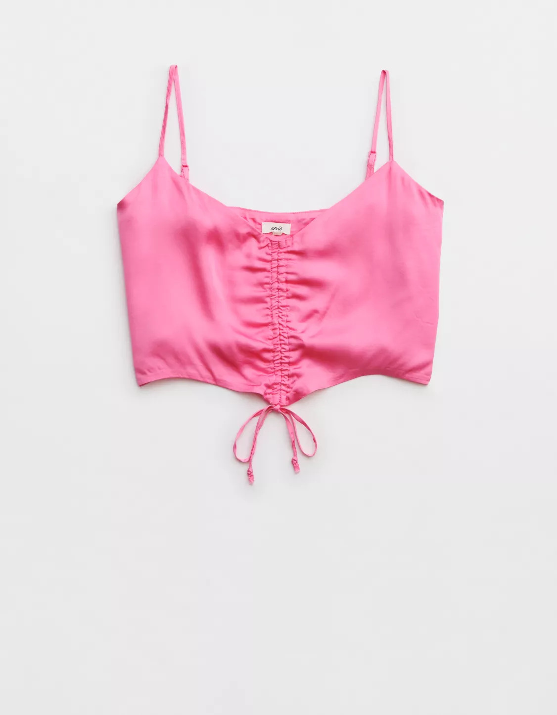 Aerie Satin Cinched Cropped Tank Top | Aerie