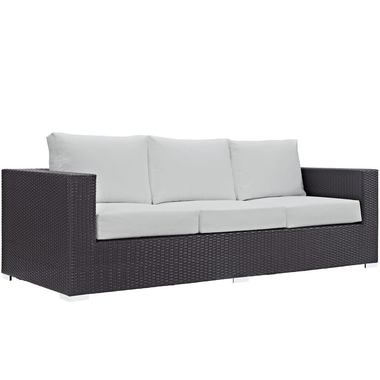 Modway Convene Aluminum and Rattan Outdoor Patio Sofa in Espresso/White | Walmart (US)