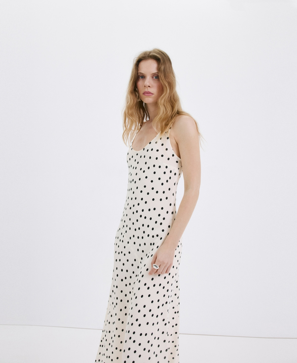 Mango Women's Polka Dot Midi Dress - Off White | Macy's