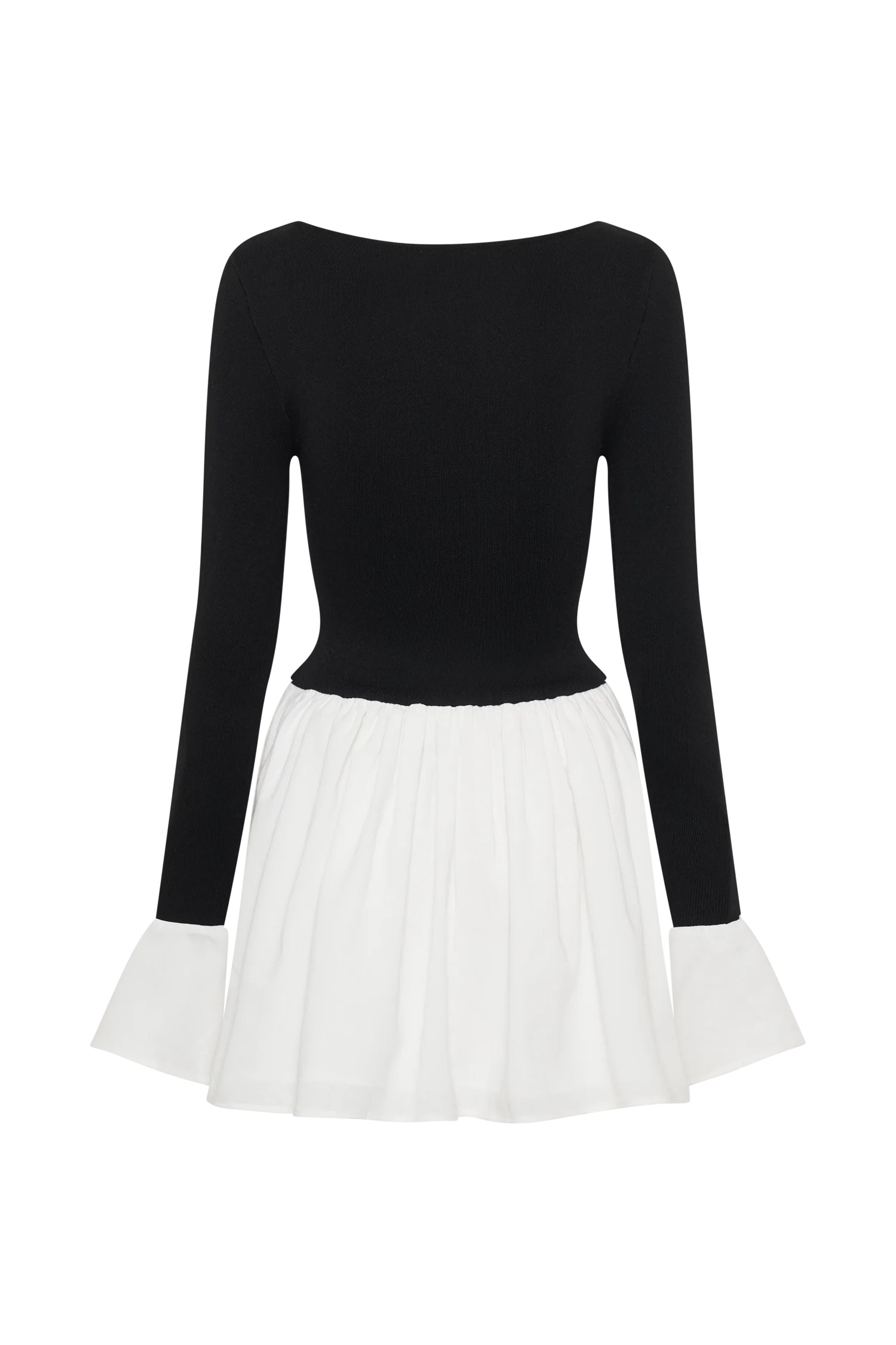 Sansa Knit And Linen Mini Dress - Black & White | MESHKI US