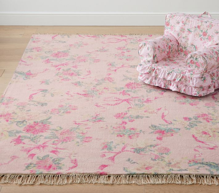 LoveShackFancy Rose Bow Wool-Blend Rug | Pottery Barn Kids