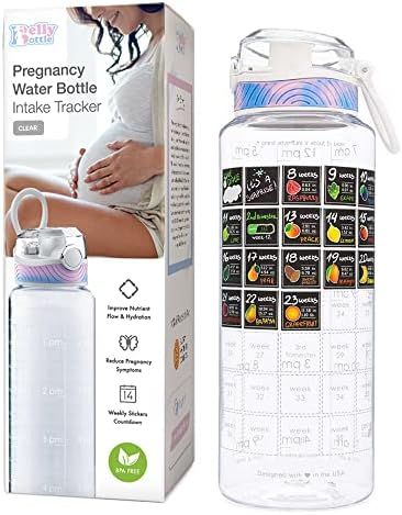 Belly Bottle Pregnancy Water Bottle Intake Tracker with Weekly Milestone Stickers (BPA-Free) Pregnan | Amazon (US)