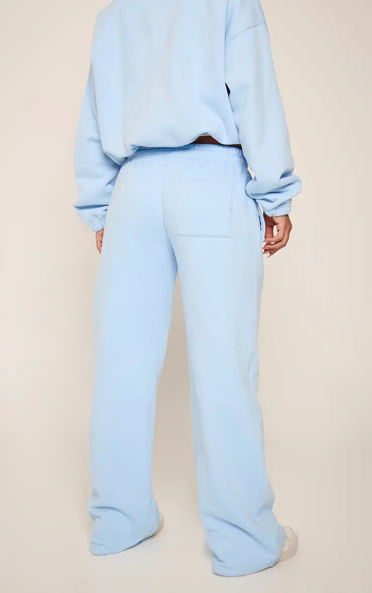 Light Blue Cotton Fleece Straight Leg Sweatpants | PrettyLittleThing UK