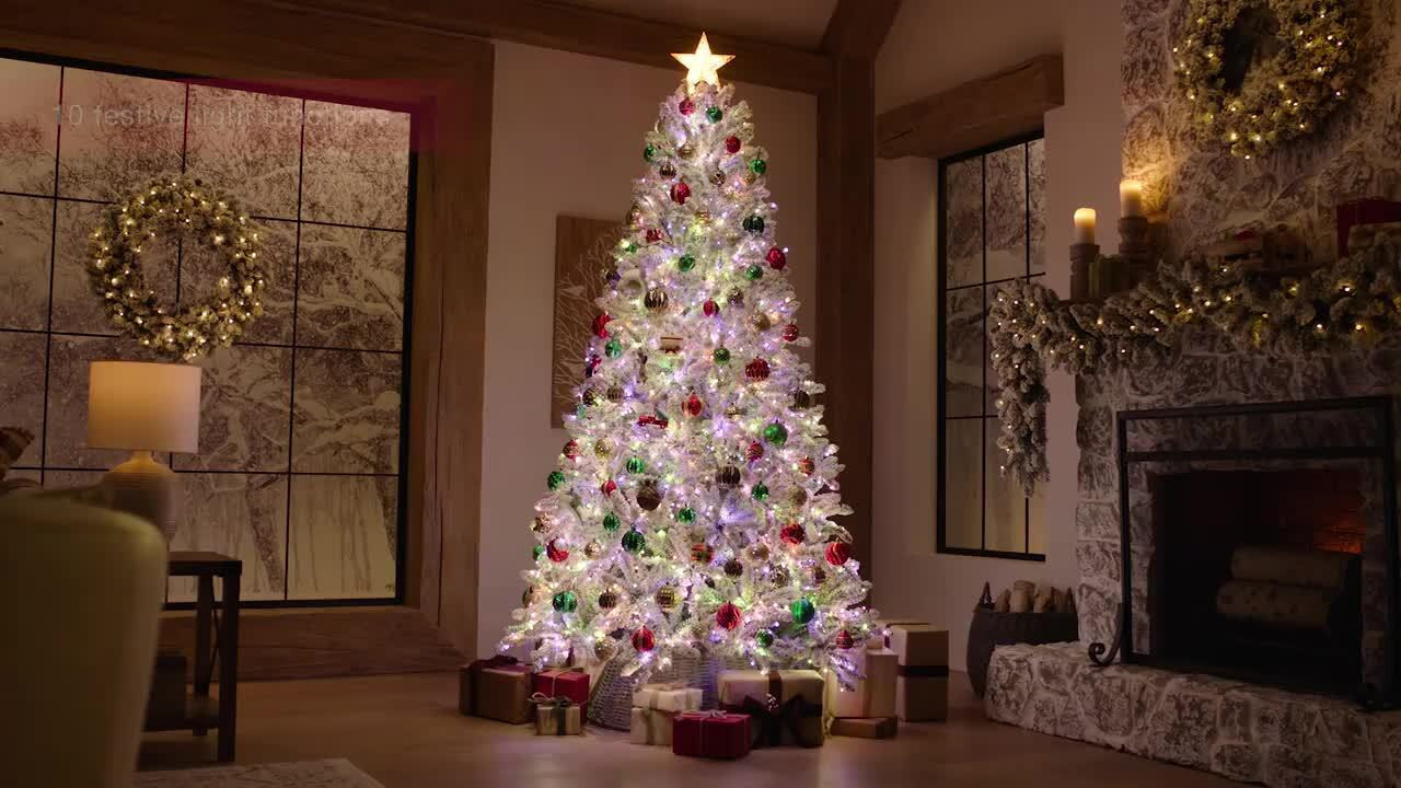 Home Accents Starry Light Flocked Tree | The Home Depot