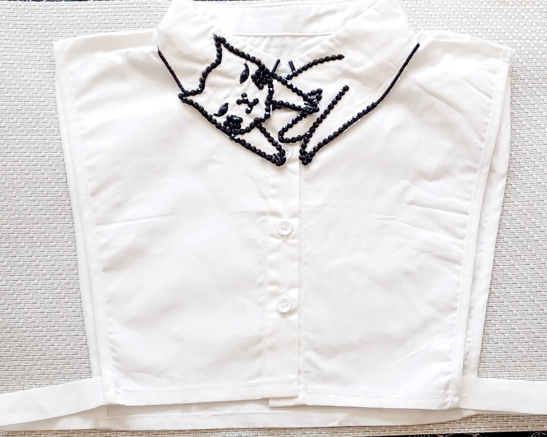 Retro British Cute Cat False Shirt Collar,casual Detachable Lapel Collar,animal Print Collar Blac... | Etsy (US)