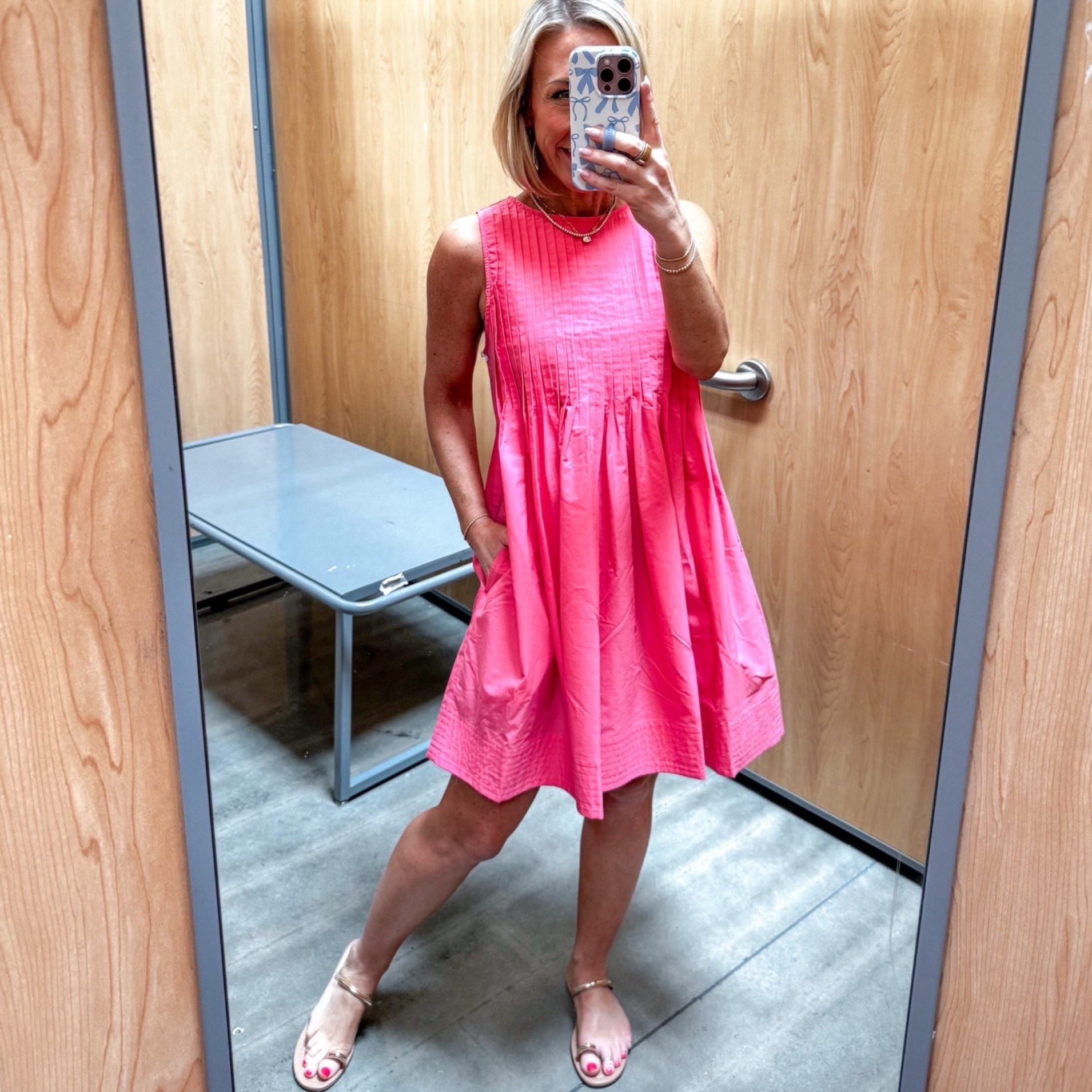 Walmart - in store try-on. Sleeveless Pleated Mini Dress - size XS. $34. 2 colors.
#LTKSeasonal#LTKOver40 

 